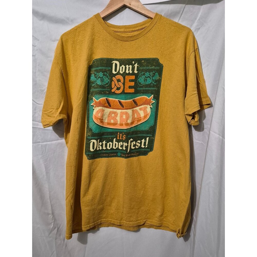 Disney Parks XL Mustard Yellow Oktoberfest Epcot Dont Be A Brat Travel Fun Top